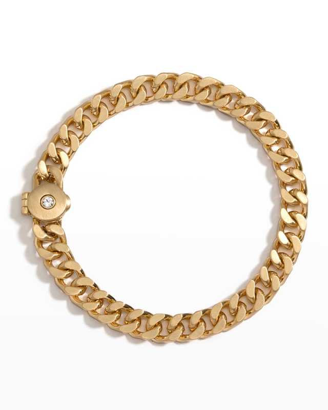 Curb Chain Bracelet with Crystal Locket, Gold